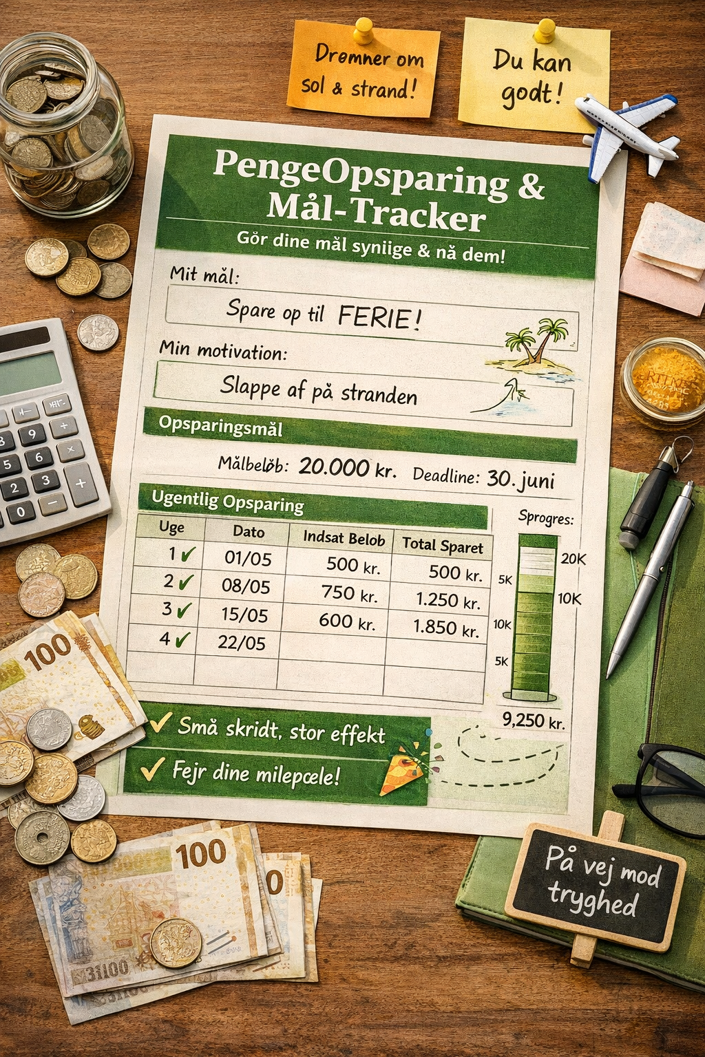 PengeOpsparing & Mål-Tracker – gør dine mål synlige og nå dem