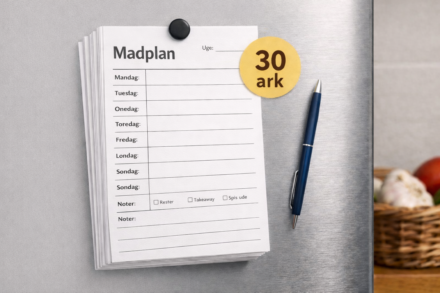 Madplan – én uge ad gangen (30 ark)